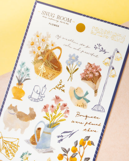 Snug Room Cats and Flowers Stickers