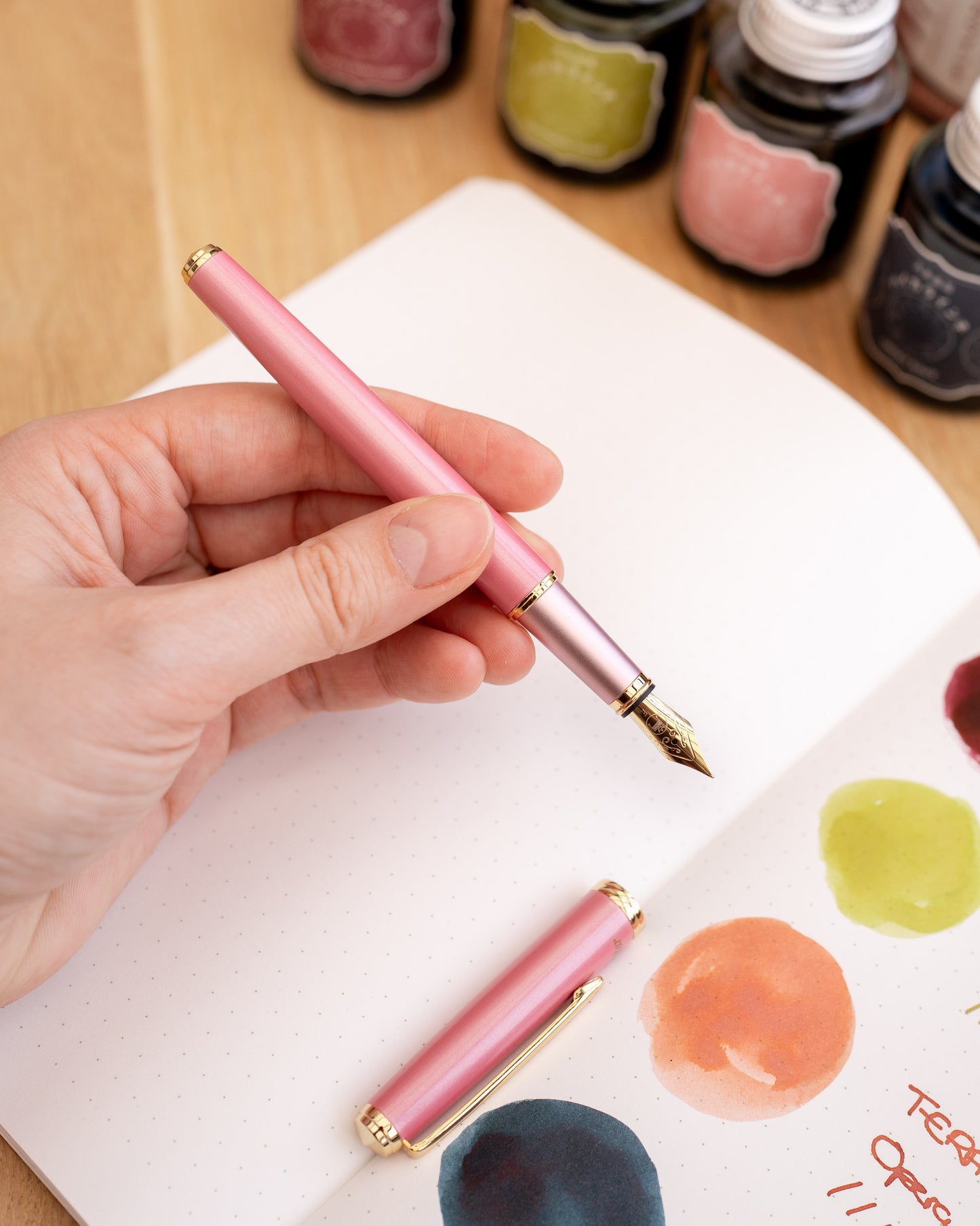Teranishi Guitar Brilliant Fountain Pen – Rose Pink with Converter