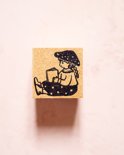 Tomikohan Mushroom Hat Girl Reading Stamp