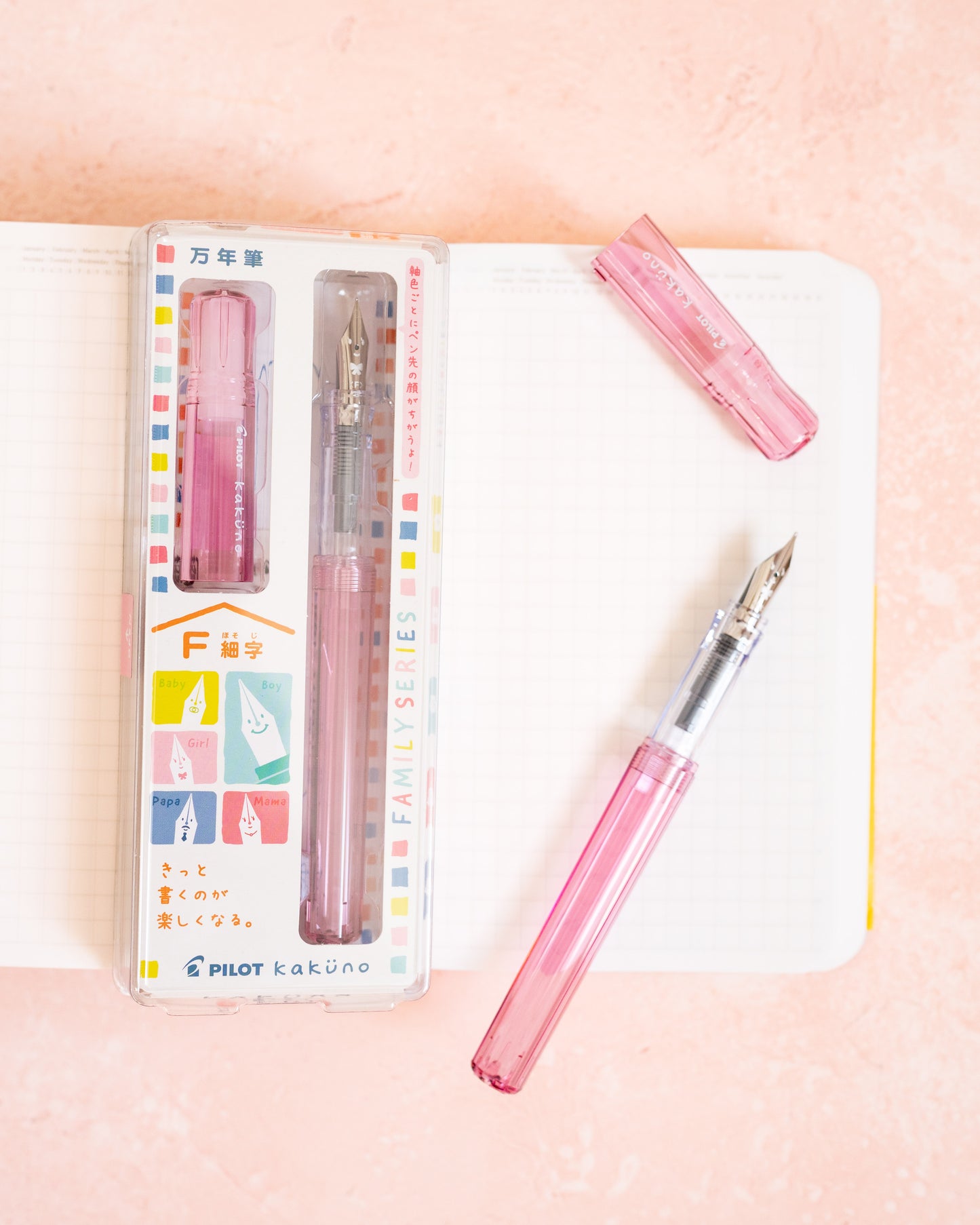 Stylo Plume Kaküno Pilot Rose Transparent Pointe Fine