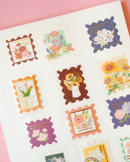 Washi Flakes Stickers Stamps Flowers