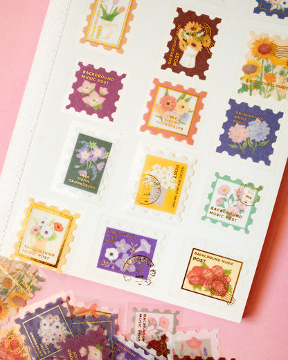 Washi Flakes Stickers Stamps Flowers