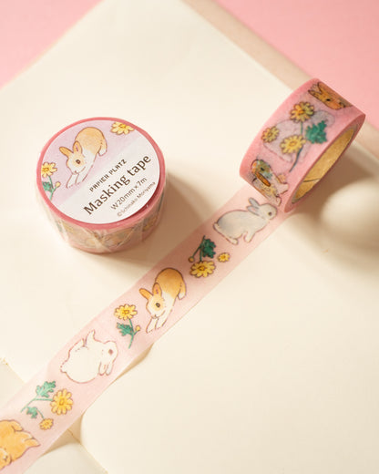 Rabbit and Flowers Masking Tape