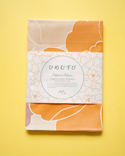 Furoshiki Adeline Klam Hime Musubi Pivoines en coton bio 100 cm
