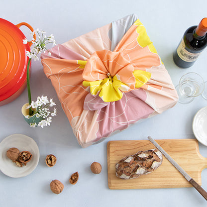 Furoshiki Adeline Klam Hime Musubi Pivoines en coton bio 100 cm