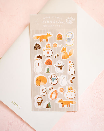 Stickers Renard et Bonhomme de neige Furukawa Shiko