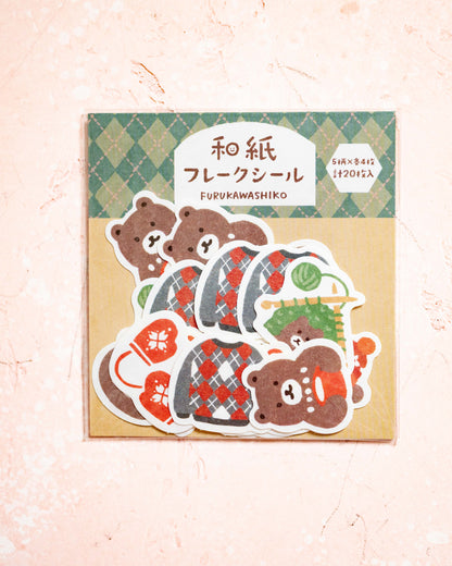 Furukawa Shiko Bear and Knit Flakes Stickers