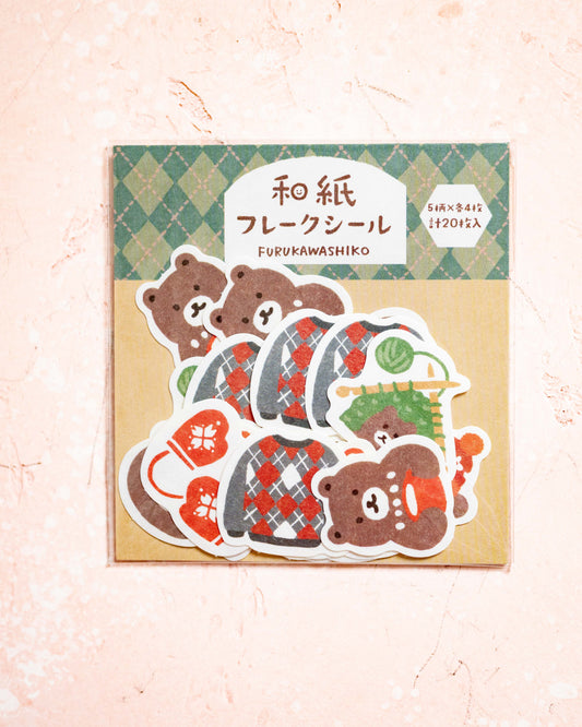 Furukawa Shiko Bear and Knit Flakes Stickers