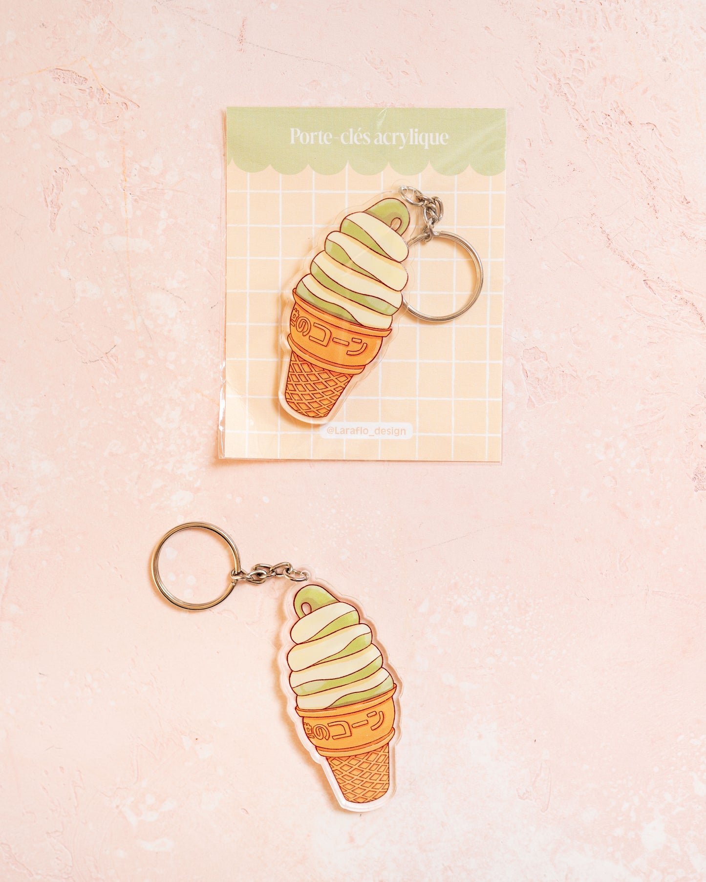 Laraflo Design Matcha Vanilla Ice Cream Keychain