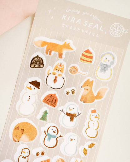 Stickers Renard et Bonhomme de neige Furukawa Shiko