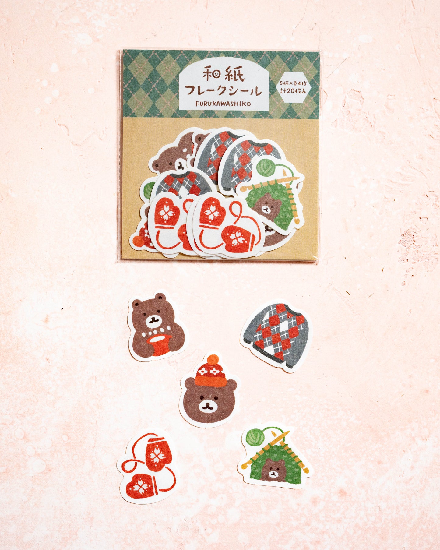 Furukawa Shiko Bear and Knit Flakes Stickers