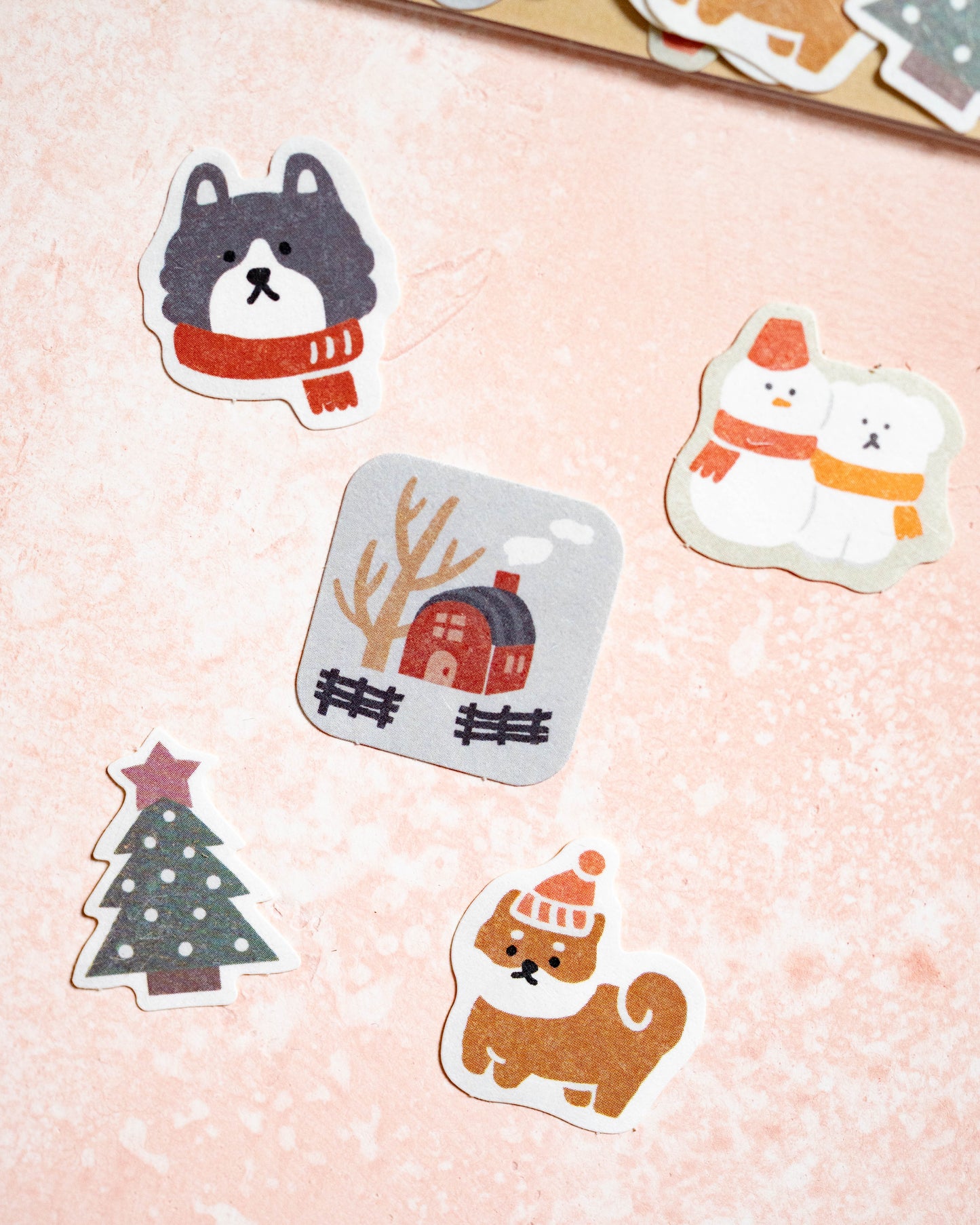Furukawa Shiko Dog and Snow Flakes Stickers