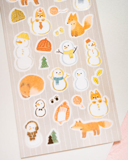 Stickers Renard et Bonhomme de neige Furukawa Shiko