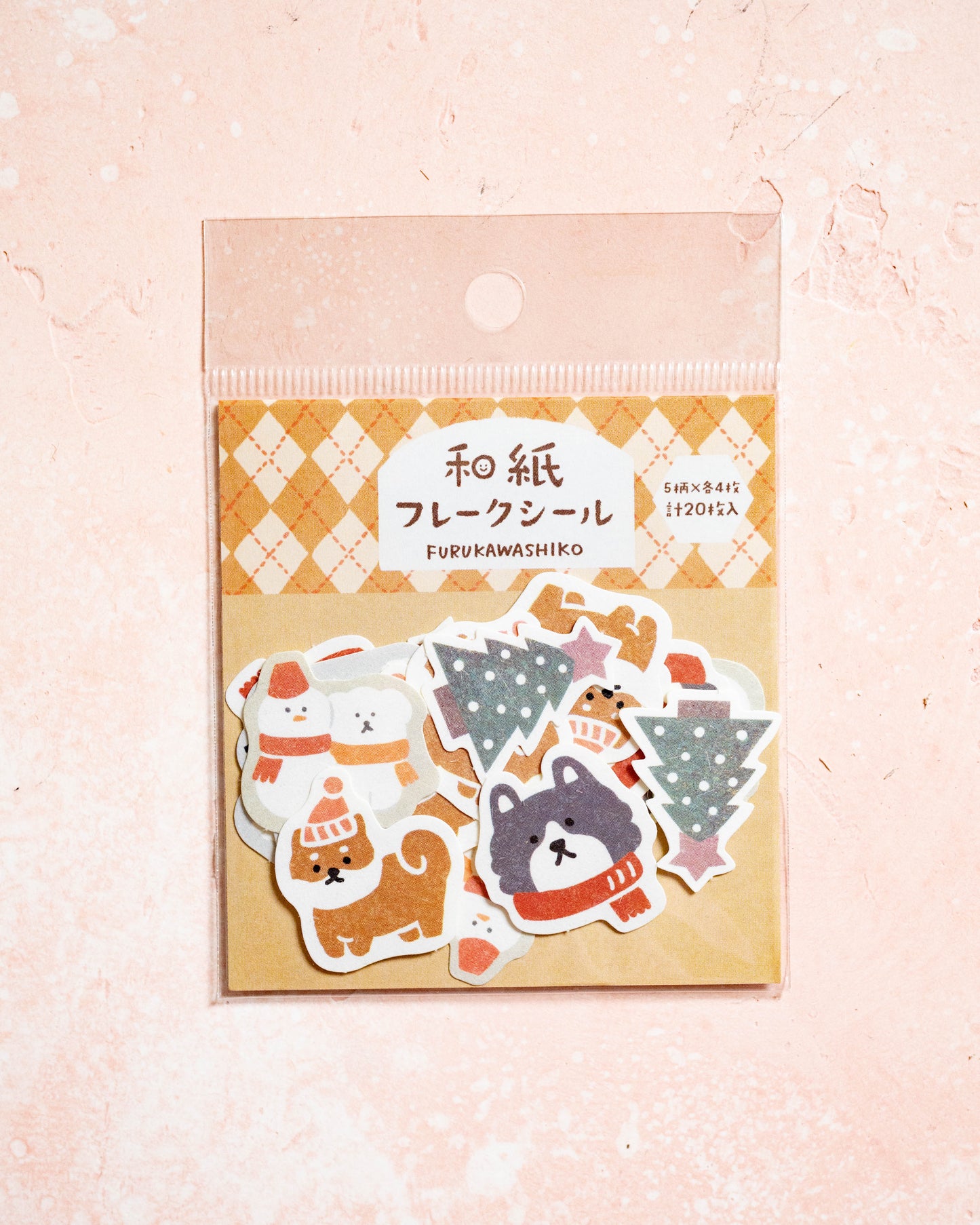 Furukawa Shiko Dog and Snow Flakes Stickers