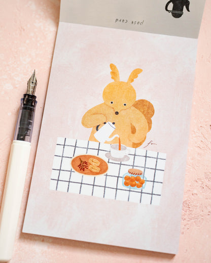 Block of 10 Tea Time Postcards Mariko Fukuoka
