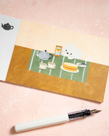 Block of 10 Tea Time Postcards Mariko Fukuoka