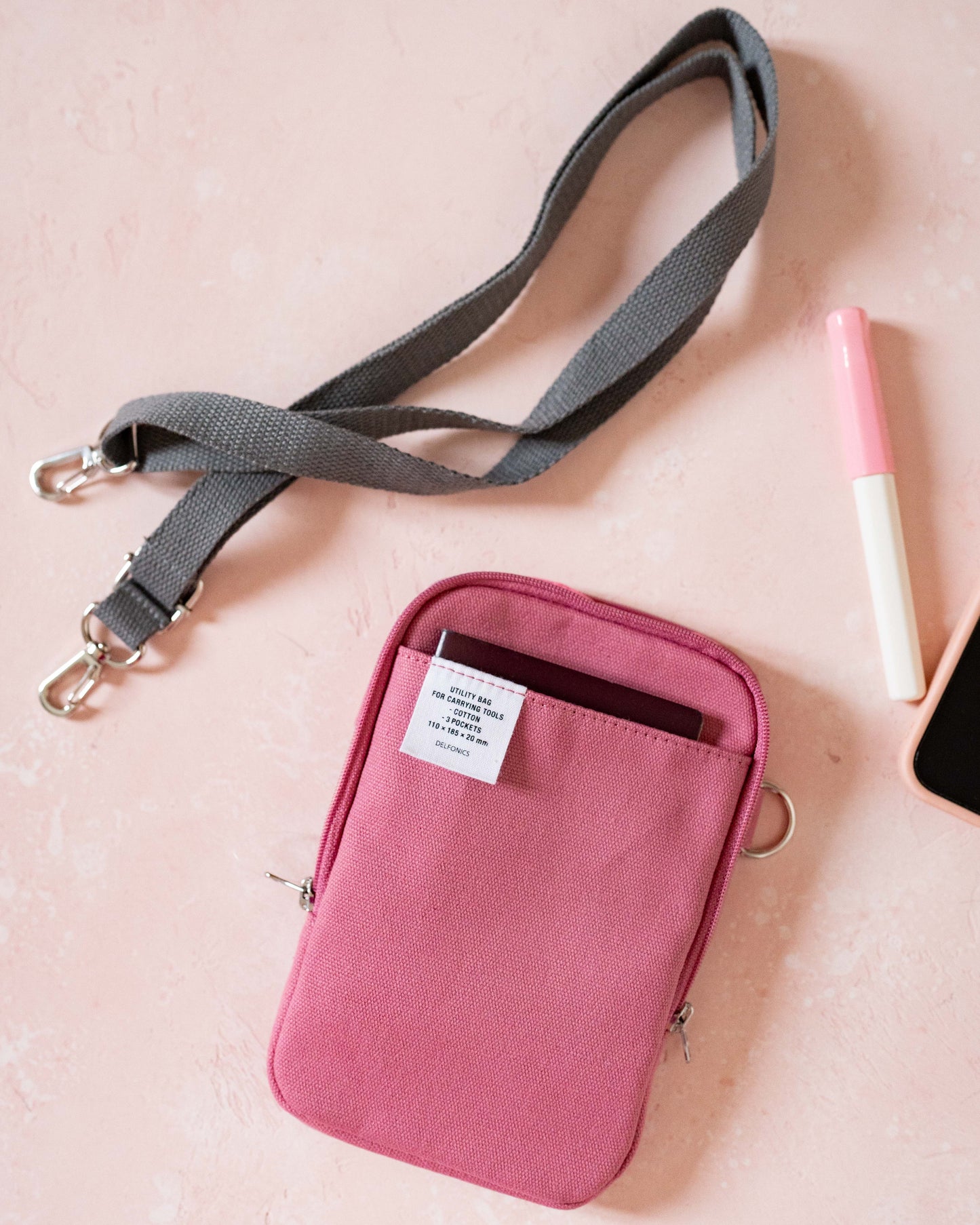Delfonics Carrying Phone and Passport Pouch Pink