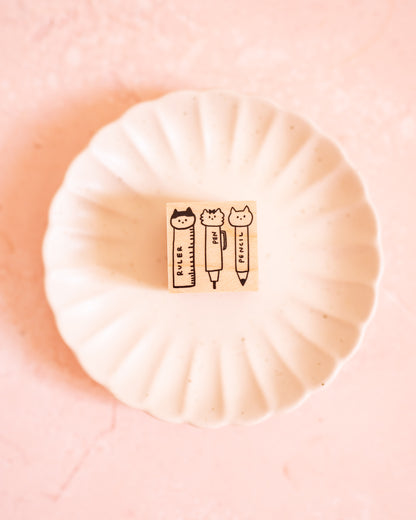 Tampon en Bois Chat Journaling – Meganehanko