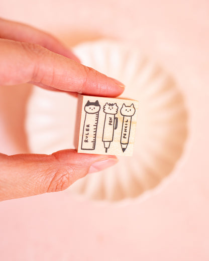 Tampon en Bois Chat Journaling – Meganehanko