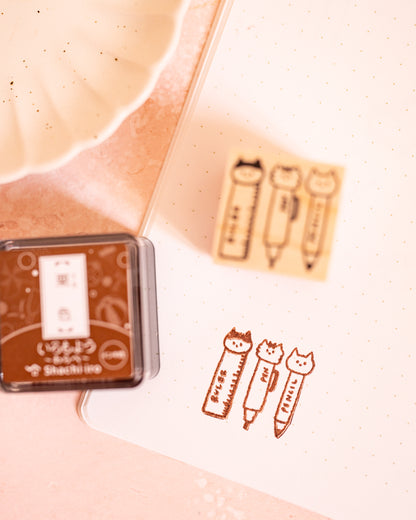 Tampon en Bois Chat Journaling – Meganehanko