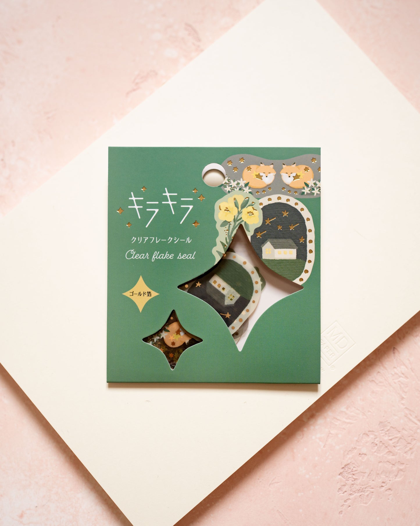 Kirakira Starry Night Fox Snowflake Stickers