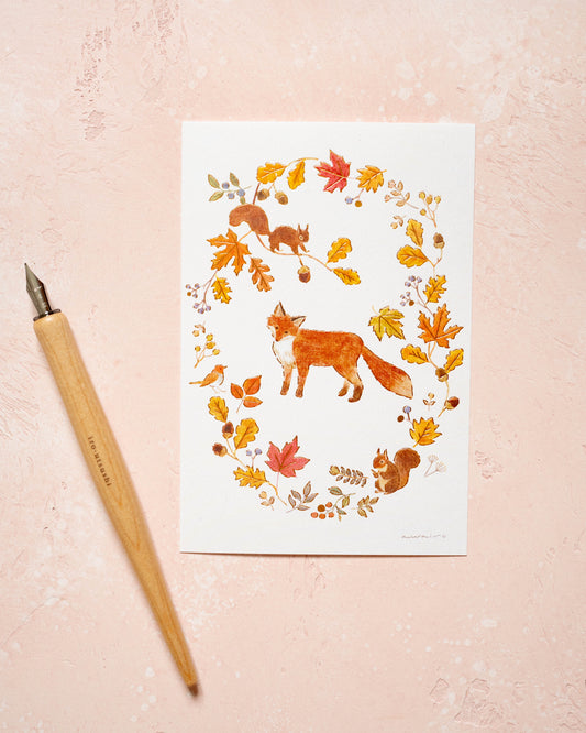 Autumn Fox and Squirrel Card