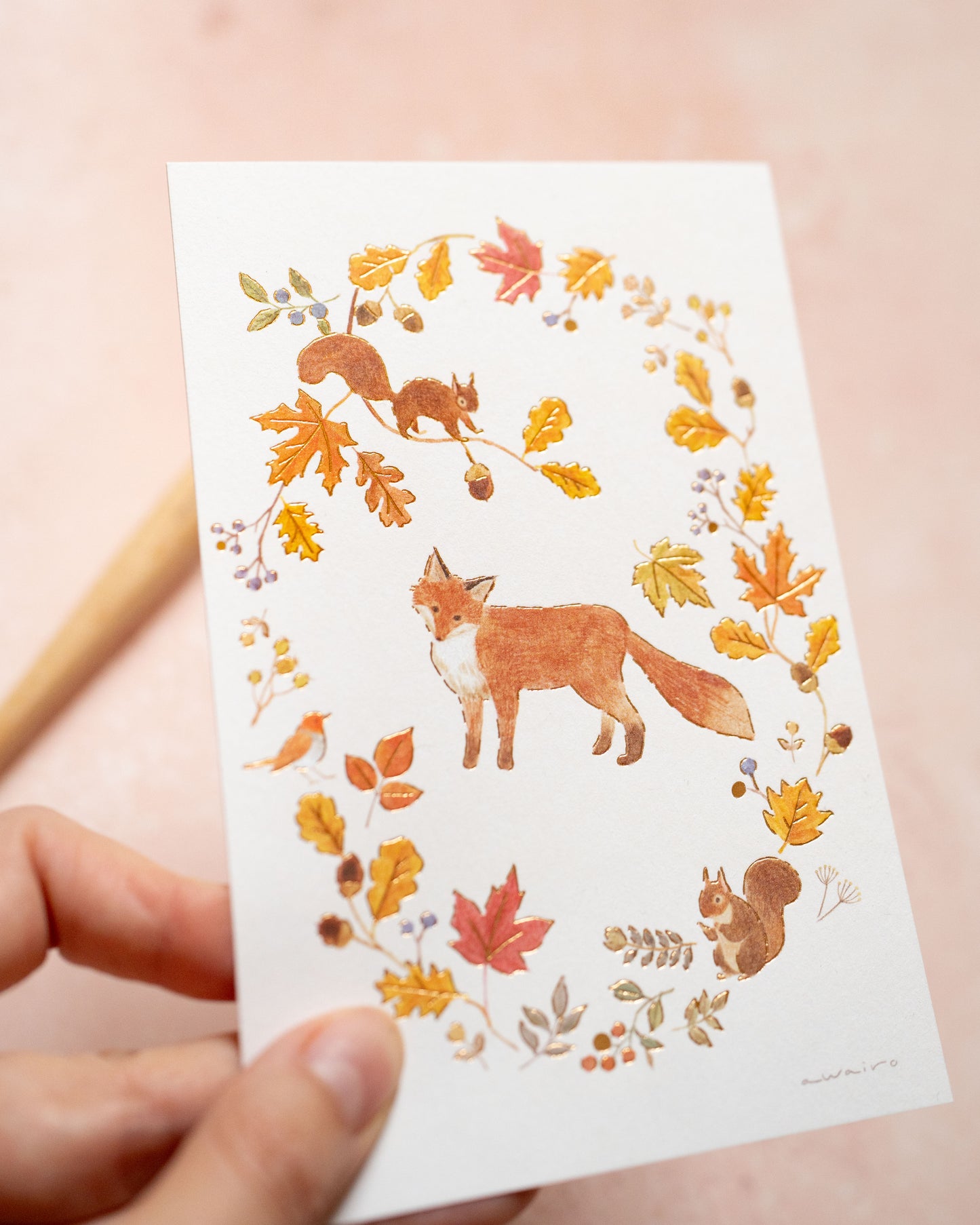 Autumn Fox and Squirrel Card