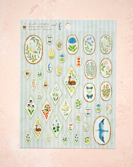 Birds and Fawn Stickers Midori Asano Cozyca