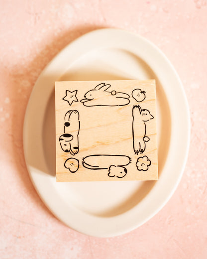 Large Animal Frame Wooden Stamp – Meganehanko