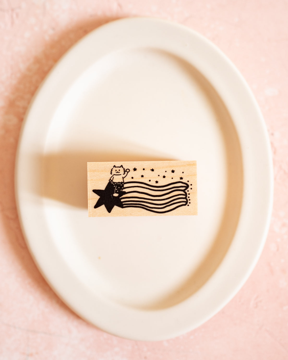 Cat and Shooting Star Maple Wood Stamp – Meganehanko