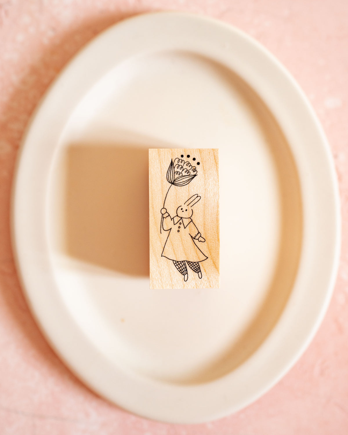 Tampon en Bois d'Érable Lapin Fleur – Meganehanko