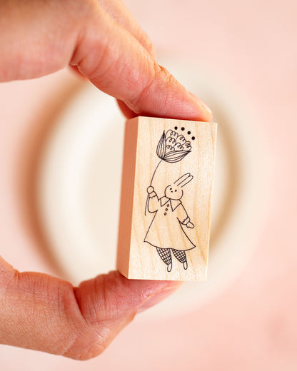 Tampon en Bois d'Érable Lapin Fleur – Meganehanko