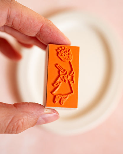 Tampon en Bois d'Érable Lapin Fleur – Meganehanko