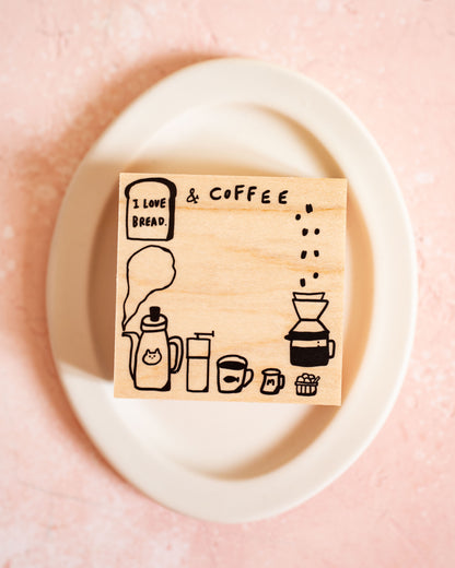 Tampon en Bois Grand Cadre Café – Meganehanko