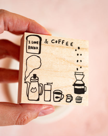 Tampon en Bois Grand Cadre Café – Meganehanko