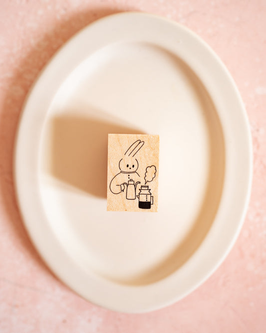 Tampon en Bois d'Érable Lapin Café – Meganehanko