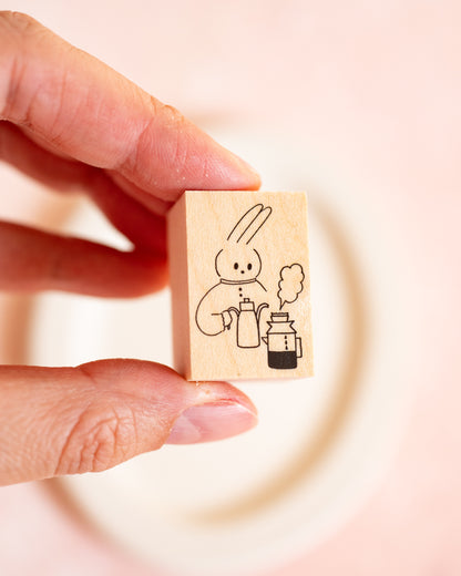 Tampon en Bois d'Érable Lapin Café – Meganehanko