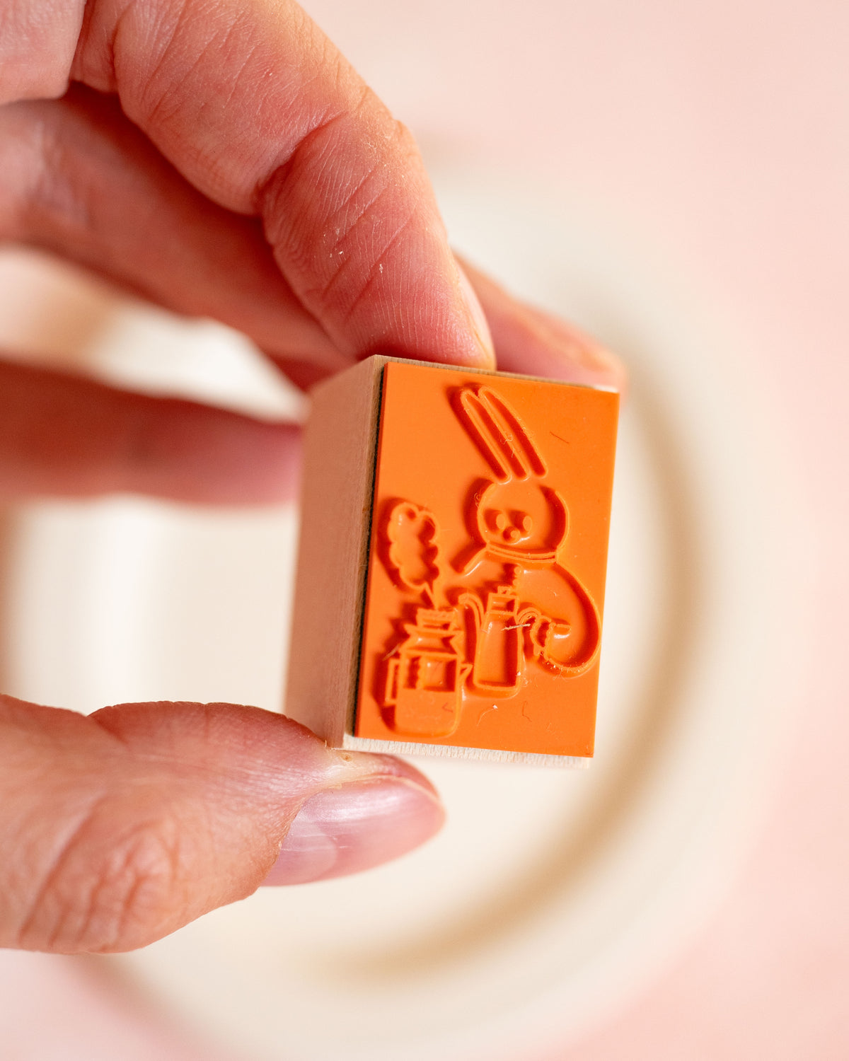 Tampon en Bois d'Érable Lapin Café – Meganehanko