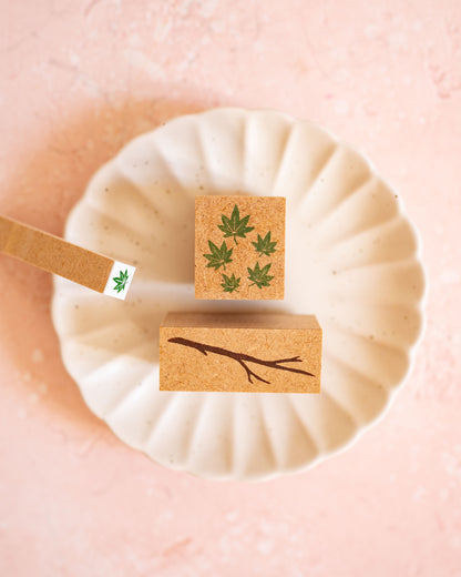 Tampons Momiji Branche Feuilles d'Erable Akane (3 tampons)