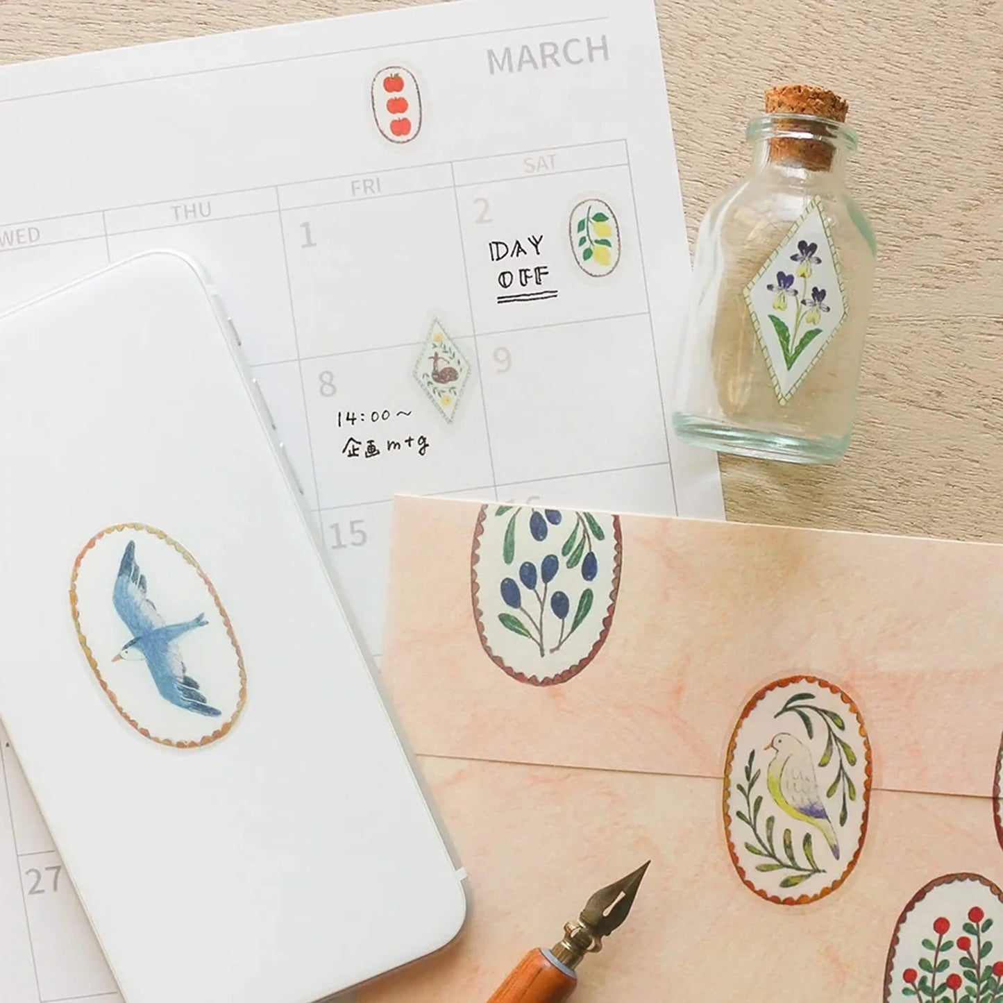 Birds and Fawn Stickers Midori Asano Cozyca