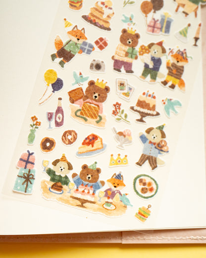 Stickers Ours et ses amis Anniversaire Merry Friends