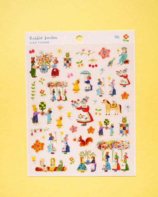 Rabbits in the Garden Stickers by Aiko Fukawa