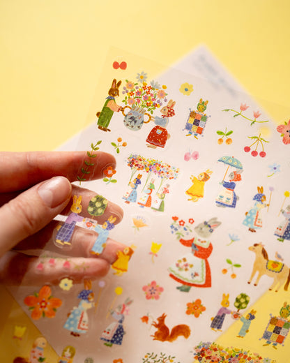 Stickers Lapins dans le jardin Aiko Fukawa