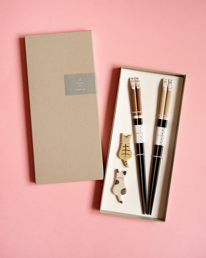 Cat Chopsticks and Chopstick Rest Set