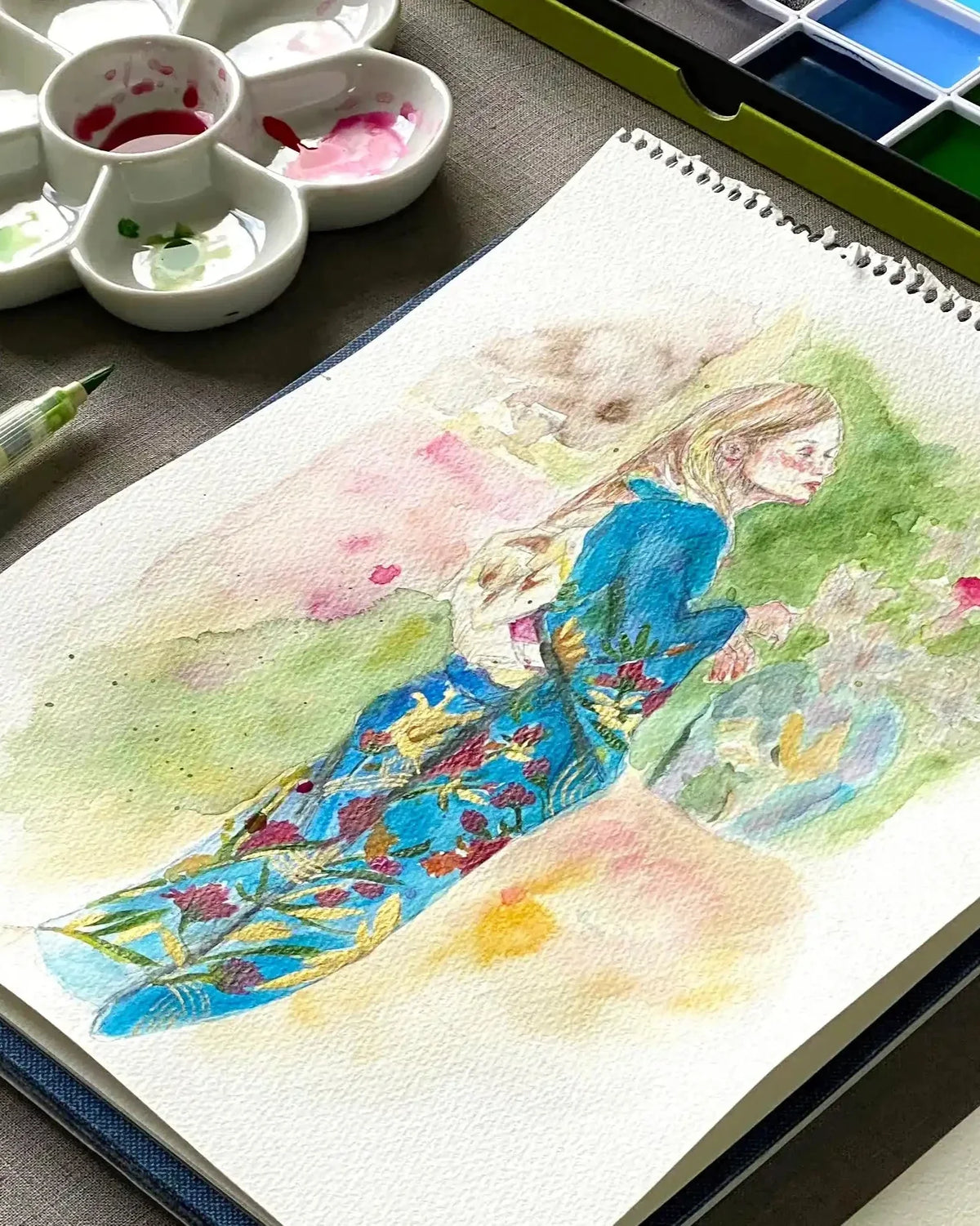 Palette Céramique Fleur de Prunier – 15cm - Kuretake
