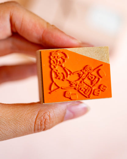 Set de tampons Stamp Girl Cat and Mail Box Hankodori (3 tampons)