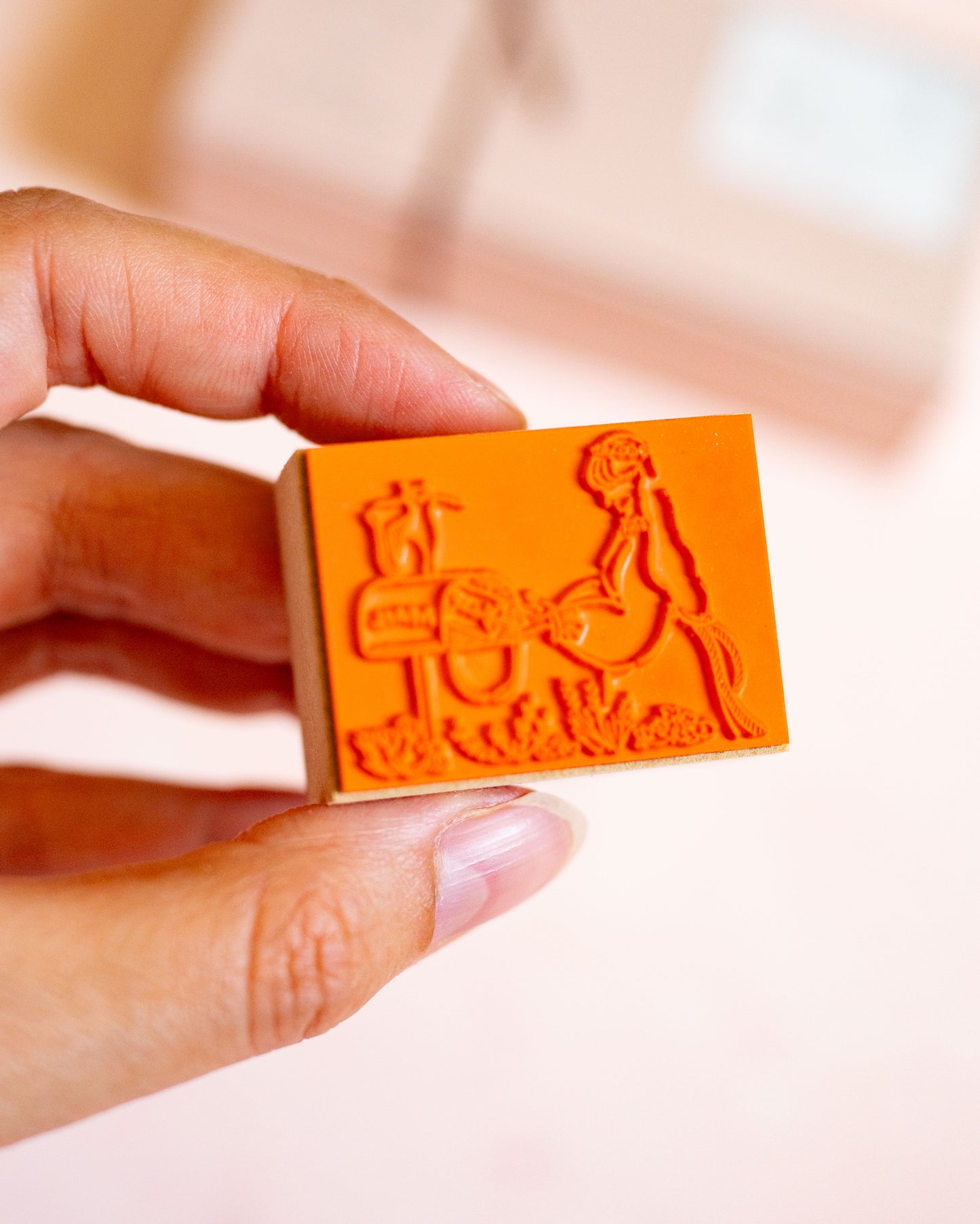 Set de tampons Stamp Girl Cat and Mail Box Hankodori (3 tampons)