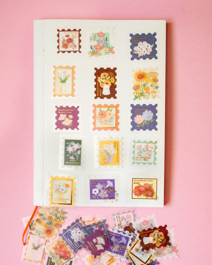 Washi Flakes Stickers Stamps Flowers