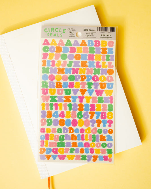 Multicolored Numbers and Alphabet Circle Seals Stickers