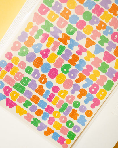 Stickers Chiffres et Alphabet Multicolores Circle Seals